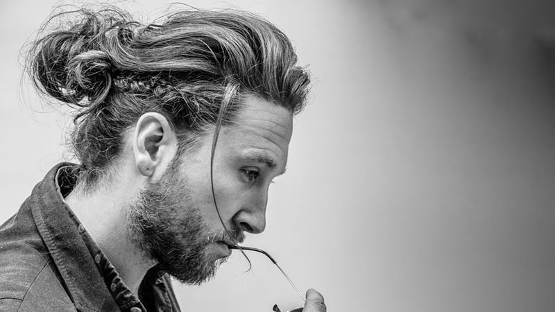 Messy Man Bun with Side Braid