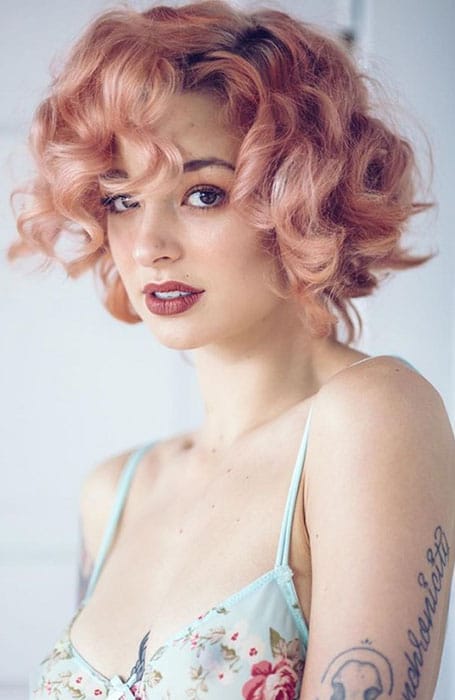 Short Rose Gold Curls